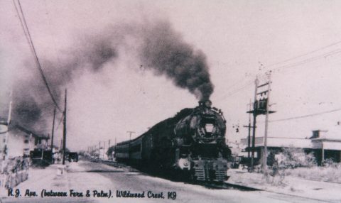 Fern&NJ Photo of a steam locomotive on New Jersey Avenue near Palm Road in Wildwood Crest, NJ