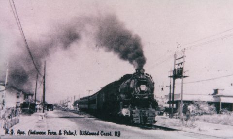 Photo of a steam locomotive on New Jersey Avenue near Palm Road in Wildwood Crest, NJ