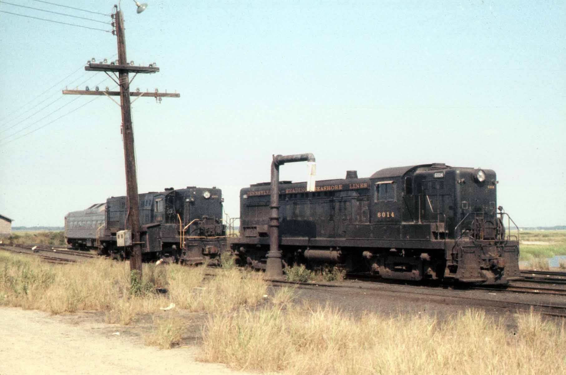 Two (full-size) AS616 locomotives in a siding at the Cold Spring yard in Wildwood Crest, NJ - Circa 1956